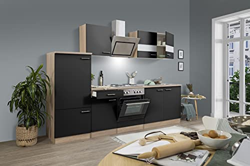 respekta Merle Cocina Americana, Madera de ingeniería, Negro, 270 cm