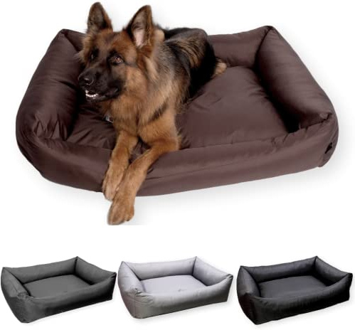 4L Textil Koko Wasserabweisendes Hundebett mittelgroße Hunde Hundekorb abwaschbar mit Bezug Hundekissen waschbar Hundekörbchen Braun (80x60 cm, Braun)