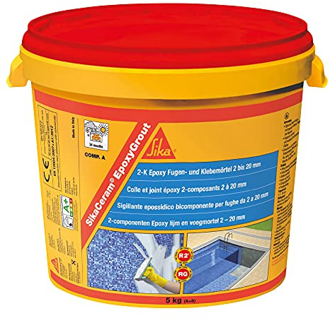 SIKA - Mortero de rejuntado epoxi - SikaCeram EpoxyGrout - Perla - de alta resistencia - para baldosas y azulejos con espesores de 2 a 20 mm - para paredes y suelos interior y exterior - 5kg