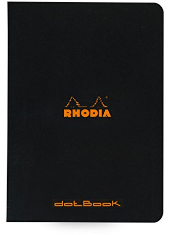 RHODIA 119186C – svart Piqué anteckningsbok – A5 – prickig – 96 sidor – Clairefontaine vitt papper 80 g/m – mjukt, motståndskraftigt och vattentätt belagt kortskydd – klassisk