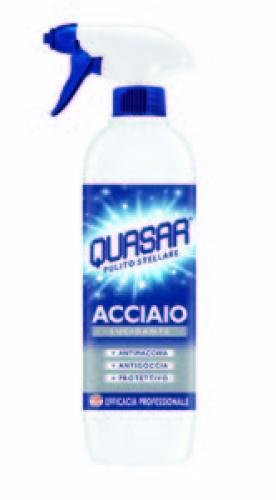 Quasar Edelstahlreiniger 650 ml - Entfernt Schmutz von Stahloberflächen wie Dunstabzugshauben, Kühlschränken, Arbeitsplatten oder Wasserhähnen
