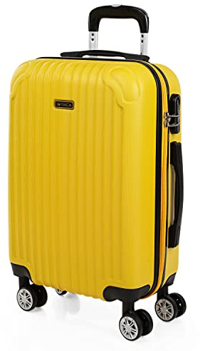 ITACA - Kabinväska, Handbagage, 55x40x20, Lätt Vikt Och 4 Hjul - Stilren Trolley Med Och Hårda Skalet För Säker Och Smidig Resa, Kompatibel med Ryanair, Gul