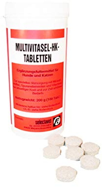 Selectavet Multivitasel-HK Tabletten | 100 Tabletten | Ergänzungsfuttermittel für Hunde & Katzen | Zur Unterstützung des Allgemeinstoffwechsels | Mit Vitaminen und Spurenelementen