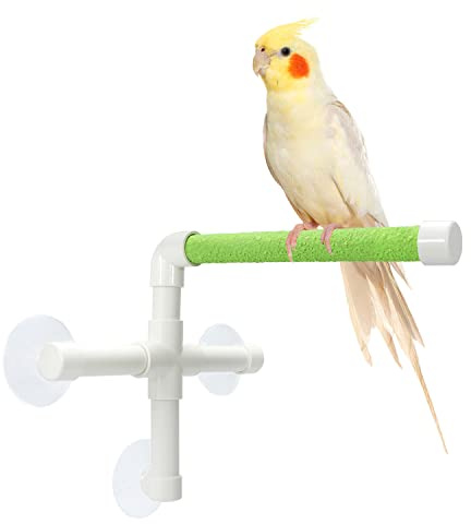 Bird Portable Suction Cup Shower Perch Window Wall Standing Platform for Parrot Parakeet Conure Cockatiel African Grey (Random Color)