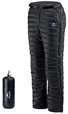 Naturehike Winter Thick Down Trousers Snow Skiing Thermal Heat Hot Outdoor Windproof Down Pants Black