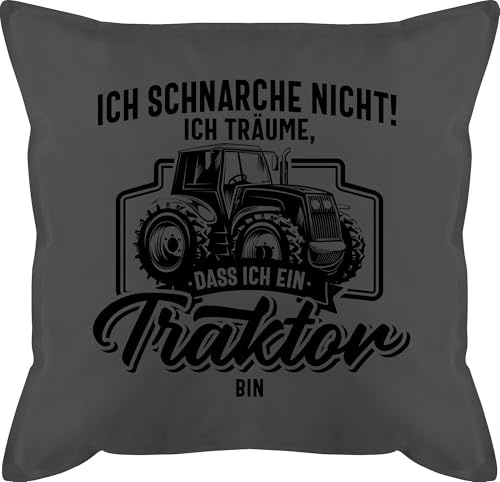 Kissen 50x50 - Traktoren - Ich schnarche nicht ich träume dass ich ein Traktor bin I Geschenk Trecker Fan - 50 x 50 cm - Grau - traktorkissen geschenke für traktorfans landwirt schnarch sofakissen
