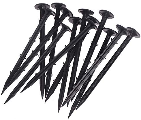 LINZI Ground Netting Pegs 200mm Pack of 100, Plastic Garden Fixing Securing Pegs Staples Pins Landscape Sod Stakes Weed Fabric Ground Sheets 667414