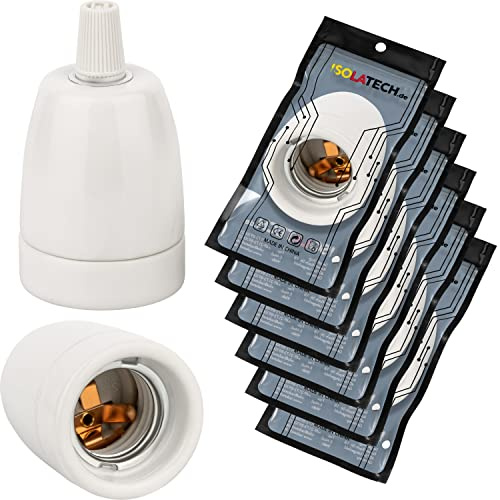 ISOLATECH 6pcs E27 portalampada in ceramica con scarico di tensione LED lampadine a risparmio energetico (max.250V/4A) lampadine domestica incasso soffitto cucina presa bagno resistente al calore