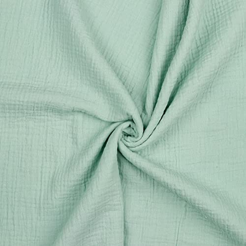 VmG-Store Double Gauze Musselin Stoff Tex zertifiziert Uni Meterware über 40 Farben 100% Baumwolle (016 I Mint, 50 x 135cm)