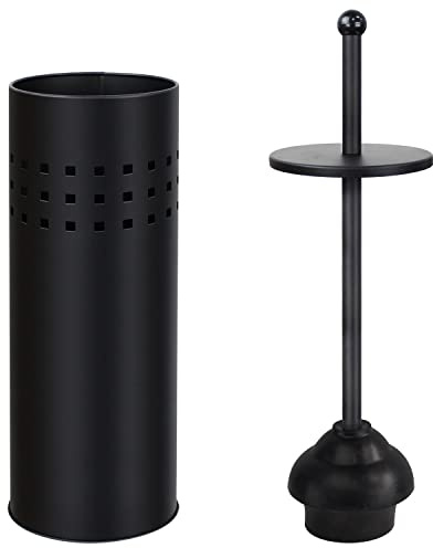 Blue Donuts Toilet Plunger with Holder for Bathroom, Multi Drain Suitable Also for Bathtubs, Quick Dry, Black