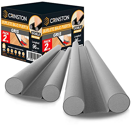 CRINSTON - Paraspifferi Sottoporta per Porte e Porte da 3 a 5 cm di spessore | Previene Spifferi e Infiltrazioni di Polvere, Acqua, Luce, Insetti e Rumori. (CONFEZIONE 2 UNITÀ)