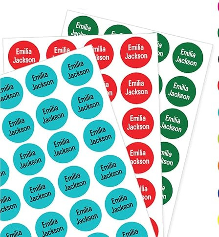 Pack of 48 Round Personalised Name Stickers for Water Bottles (25 x 25 mm) Dishwasher Proof Labels Self Adhesive Waterproof School Essentials Packwith®