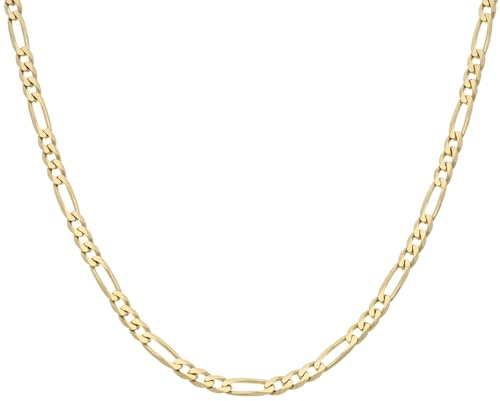 Old English Jewellers 9ct Yellow Gold on Silver Figaro Curb Chain Necklace - 16 18 20 22 24 inch (24)