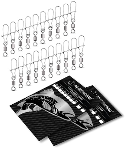 AMZfishing NEU 20x Angelwirbel mit Fast-Lock | Karabinerwirbel Angeln | Wirbelsortiment | Wirbelset | Wirbel Angeln | Angel Wirbel | Angelwirbel Set | Angeln Wirbel | Angelzubehör (Fastlock 20, 14)