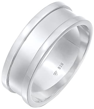 Kuzzoi Massiver Herrenring Breit Bandring (8 mm) breit 925 Silber | Silberring poliert im gradlinigen Design Ring für Männer in der Ringgröße 60 - 66