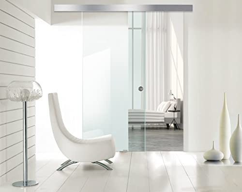 BOSS Porta Scorrevole in vetro 95x215 cm (60/85/95 cm) 8 mm, vetro Trasparente, kit hardware complete (95x215 cm)