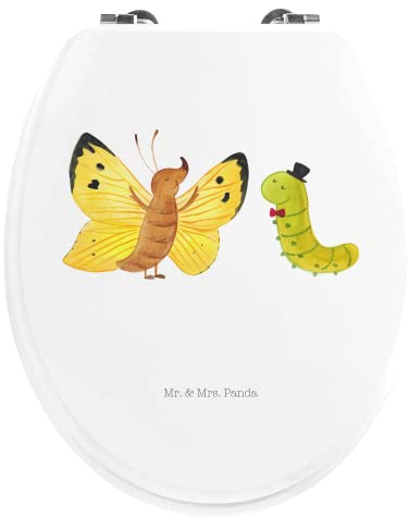 Mr. & Mrs. Panda Motiv WC Sitz Raupe Schmetterling - Geschenk, Kokon, Toilettendeckel, Gute Laune, Toilette, Klobrille, Zitronenfalter, Klodeckel,