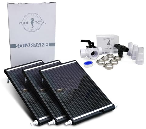Sonnenkollektor Poolheizung Solar 111,5 x 66 cm bis 30 m³ Solarheizung Durchflussmenge 30000 Liter pro Stunde 38 mm Anschluss Warmwasser Gartendusche Pool Solarkollektor inkl. Bypass-Set
