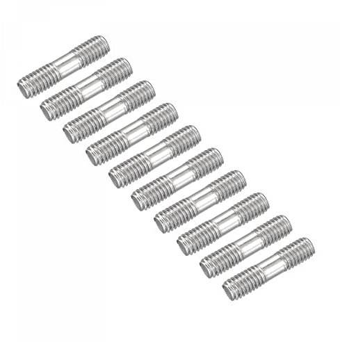 sourcing map Double Ended Stud Screws (M6 Thread 25mm Length) 20pcs, 304 Stainless Steel Dual Threaded Rod Bolts - for House Maintenance