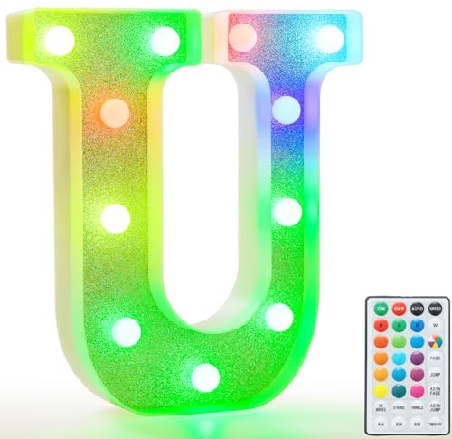 Bunte leuchtende Buchstaben, glitzernde LED-Buchstabenlichter, 18 Farbwechsel, glänzend, Alphabet-Schild, Geschenke für Mädchen, Frauen, Party, Geburtstag, Dekoration, Fernbedienung, Nachtlicht,