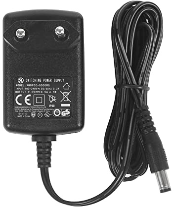 Security-01 DC 9V 0,5A 500mA Netzteiladapter, Stecker 5,5 mm x 2,1 mm, Mittig Negativ