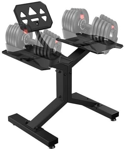 GOVITA - Rastrelliera Manubri Regolabili Porta Dischi Pesi Coppia Manubri Supporto bilanciere per Palestra Casa Carico Massimo di 300Kg, con supporto TABLET