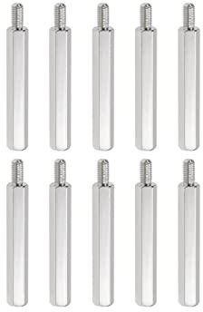 YOKIVE M3 Abstandshalter Schrauben (Silberton 30mm+6mm) 10Stk | Vernickelt Sechskant PCB Abstandshalter Halten Höhe Konsistent Perfekt für Hauptplatine