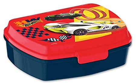 Hot Wheels Boîte à déjeuner rectangulaire en plastique de qualité alimentaire sans BPA avec fermeture à clic pour enfants à partir de 3 ans 20 cm