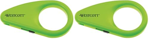 Westcott E-16473 00 Mini-Kartonöffner mit Keramikklinge Keramik-Sicherheitsklinge und integriertem Klingenschutz grün (Packung mit 2)