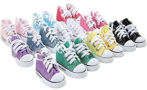 10 Paare Segeltuch Puppenschuhe,Puppen Leinenschuhe,Mini Finger Schuhe,Finger Skateboard Canvas Schuhe,rutschfeste Gummiunterseite Puppe Tennisschuhe Puppenzubehör Für 1/6 Kugelgelenkpuppe