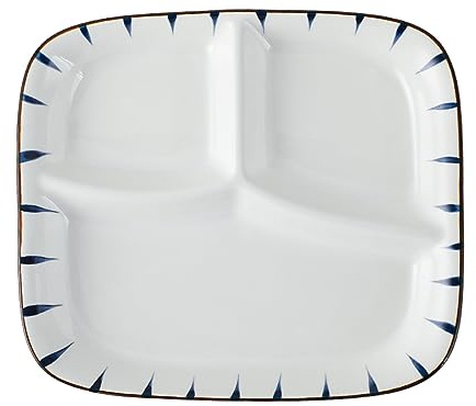 Acyhggi Ceramic Divided Porcelain Dinner Plate - 10 Inch, Breakfast, Lunch, Bowl, Portion Control, Salad - Kitchen Tableware