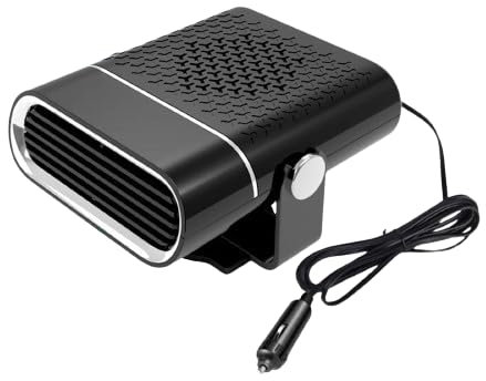 RUDFUZ Chauffage de voiture 12 V 150 W multifonction portable désembueur dégivreur avec prise allume-cigare 2 en 1 fonction de chauffage et de refroidissement rapide, réglage libre à 360 ° pour les