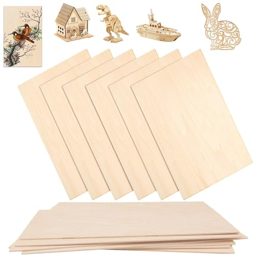 MFCGHXR [Pacco da 12 Leggero Tavola di legno di Paulownia, Quadrato & Sottile 330 * 150 * 1 mm, Ideale per Modelli Fai-da-te & Lavori manuali