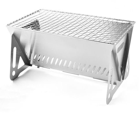 Barbacoa carbón, Parrilla de Carbón Plegable Portátil, Pequeña Parrilla de Acero Inoxidable, Barbacoa carbón plegable sobremesa para picnic al aire libre Jardín Camping (Size : Large)