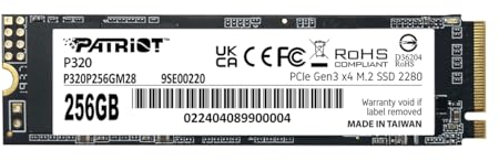 Patriot P320 256GB SSD Interno - NVMe PCIe Gen 3x4 - M.2 2280 - Unidad de Estado Sólido - P320P256GM28