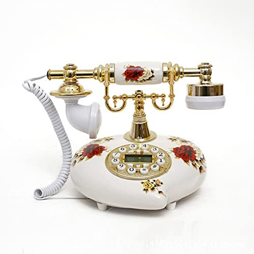 Vintage Antique Telephone Push Button Phone Classic Style Retro Landline Telephone Room Decor Home and Office Telephone(Wit)