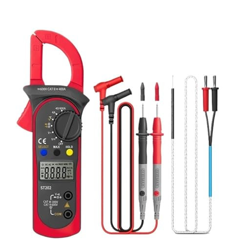 KMGUZRRWD Pince multimètre Professionnelle ST202, Pince ampèremétrique AC/DC, voltmètre numérique, ampèremètre, testeur de Pince ampèremétrique for électricien
