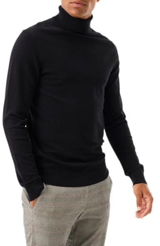 VEQUÈ Maglione Uomo Invernale Collo Alto Lana Cashmere Slim Maglia Pullover Dolce Vita (IT, Testo, M, Regular, Regular, Nero)