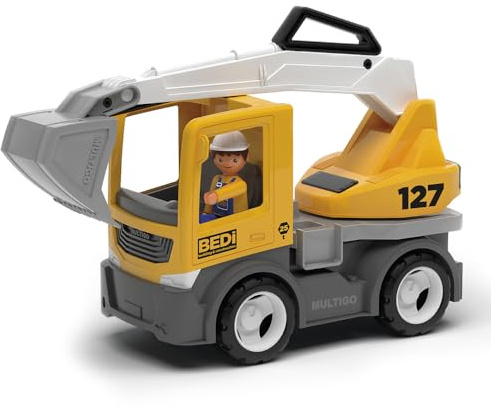 MultiGO Build Sandkasten Spielzeug für Kinder ab 3 Jahre - großer Bagger mit Fahrer - Sandspielzeug für Outdoor Spiele - Auto für den Garten