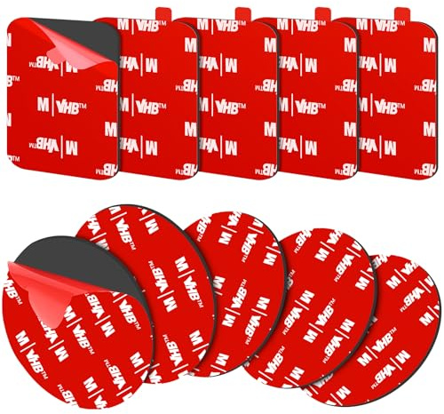 FIXCHORD Doppelseitiges Klebepads Extra Stark, 10St Doppelseitiges Klebeband, Klebepads Doppelseitig, Montageband, Wasser & Temperaturbeständig für Autos, Häusern und Büros, Action-Kameras 70mm+50mm