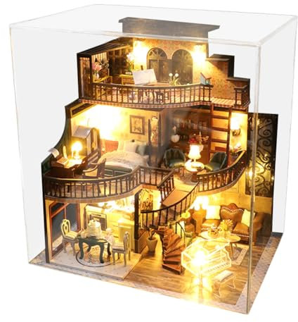 Kit fai da te Miniature House, in legno, serra fai da te, in miniatura, con mobili e luce, kit casa in miniatura con luci a LED, modello House Toy per adulti e ragazzi di tipo 2