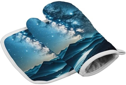 Gants de cuisine personnalisés résistants à la chaleur pour femme - Motif étoiles - Pour cuisine, barbecue, grill, Thanksgiving