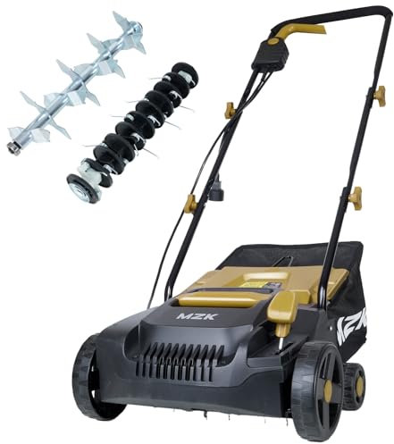 MZK 13-inch 12-Amp 2-in-1 Electric Dethatcher and Scarifier Yellow