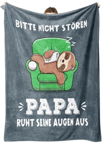 musaecoin Vatertagsgeschenk, Geburtstagsgeschenk für Papa, Flanell-Decke | Decke Geschenk Geburtstag, 157 * 132 cm Flanell-Decke mit Faultier-Motiv (grau)