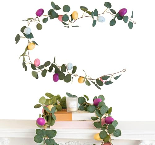 Corona de Pascua para puerta delantera, artificial realista, decoración de primavera, eucalipto, ABS, decoración de temporada, letreros decorativos para Acción de Gracias, Navidad