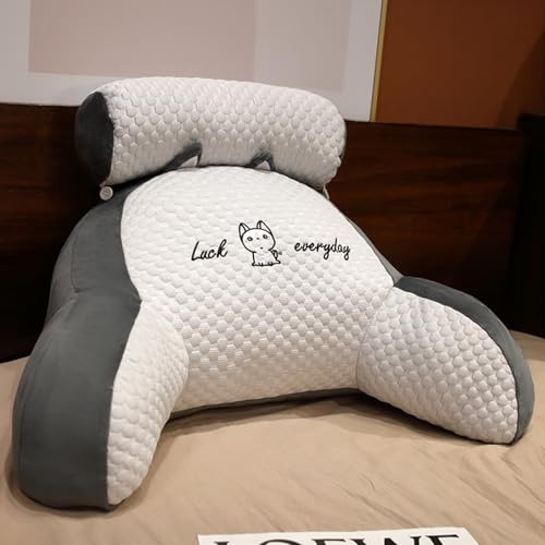 GYCS Lesekissen - Samt Lesekissen, Rückenkissen Mit Armlehnen,Ergonomisches Bett Kissen Rückenkissen,Bettsessel Rückenlehnenkissen Rückenstütze,Kissengeschenke Für Lesen,Husky,70 * 50cm