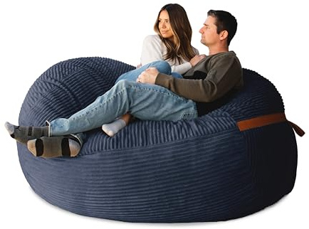 Big Joe Fuf 7Ft Foam Bean Bag Chair for Kids and Family, Ideal for Living Space and Basement, Midnight Blue Corded Plush, 7 feet Giant