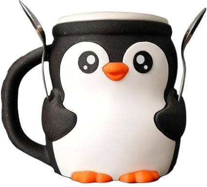 Penguin Ice Cream Pint Holder, 16OZ Penguin Ices Creams Tubs Sleeve, Reusable Penguins Ice Cream Pint Sleeves Cover with Spoon & Handle, Cute Animal Ices Creams Cooler Container, for Kitchen Gadgets