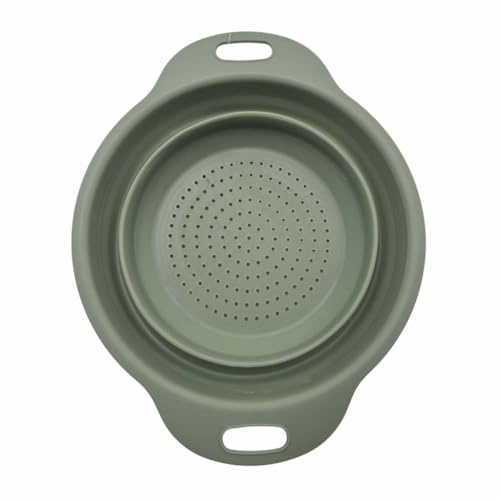 Natural Collapsible Colander – Space-Saving Kitchen Strainer with 23.5cm Diameter and Quick-Drain Holes (Green)