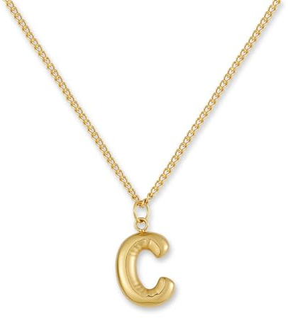 GD GOOD.designs Buchstaben Kette Gold Bubble | Initialen Anhänger aus 18K vergoldetem Edelstahl - Wasserfest & Hautverträglich | Halskette Damen A-Z